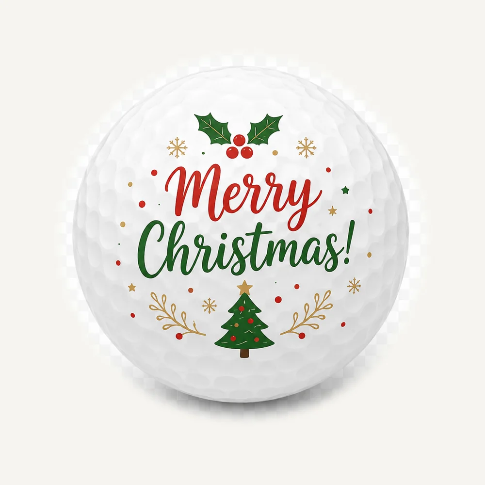 Golfbal met kerst-design