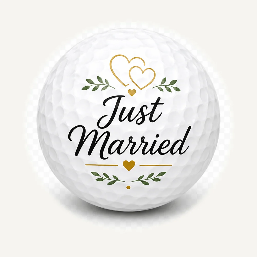 Golfbal met trouwen-design